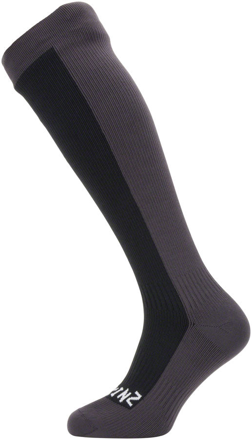 SealSkinz Waterproof Cold Weather Knee Length Socks - 10" Black/Gray Small