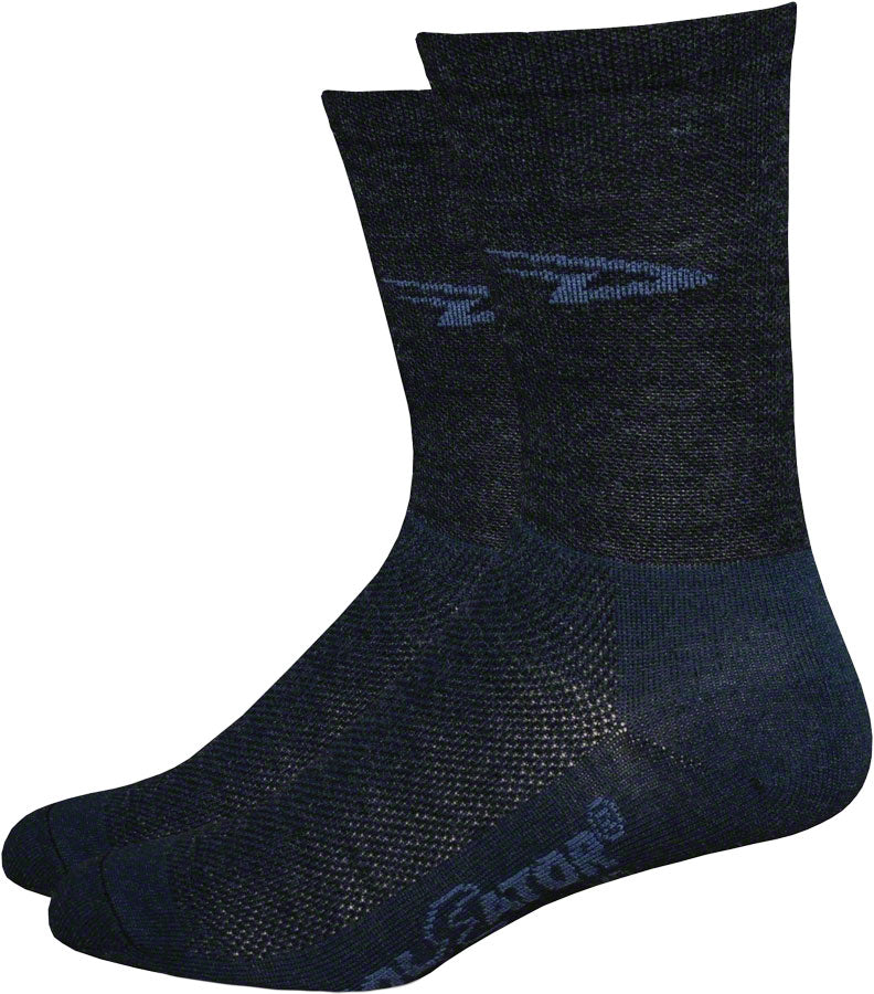 DeFeet Wooleator 5" D-Logo Socks 9.5-11.5 Charcoal-Goodwynn'sGoodwynn's