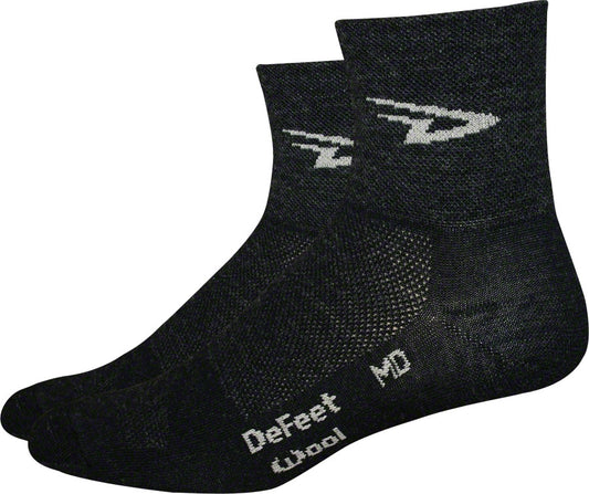 DeFeet Wooleator D-Logo Socks - 3" Charcoal Large