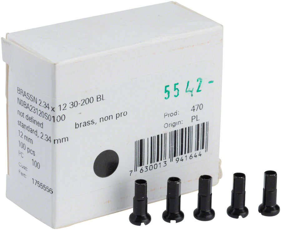 DT Swiss Standard Brass Nipples: 2.34 x 12mm Black Box of 100-Goodwynn'sGoodwynn's
