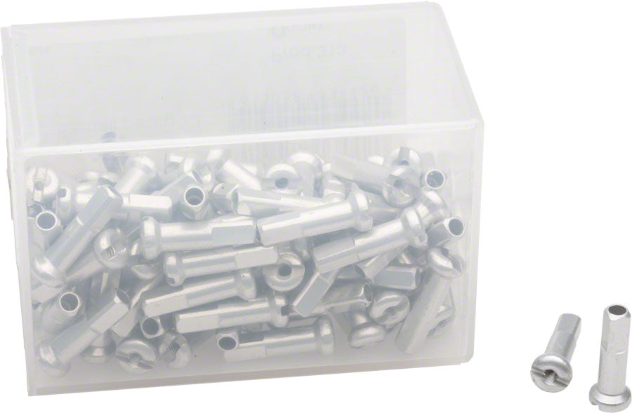 DT Swiss Standard Aluminum Nipples: 2.0 x 16mm Silver Box of 100-Goodwynn'sGoodwynn's