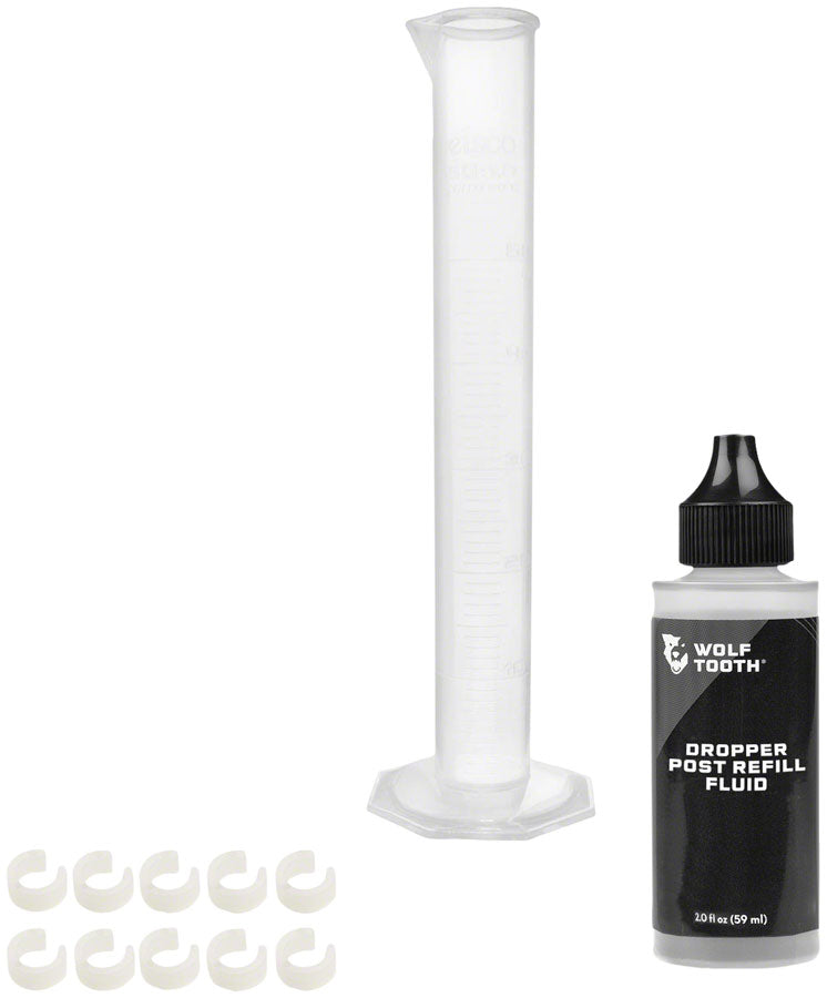 Wolf Tooth Resolve Dropper Post Service Kit - Refill Fluid 2oz Graduated Cylinder 10 Travel Adjustment Spacers-Goodwynn'sGoodwynn's