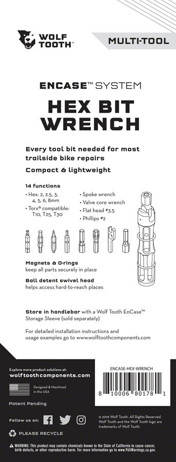 Wolf Tooth EnCase System Hex Bit Wrench Multi Tool-Goodwynn'sGoodwynn's