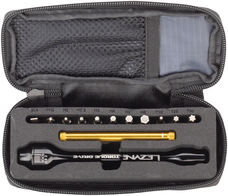 Lezyne Torque Drive  Torque Wrench - 2-9 Nm 2 2.5 3-6mm Hex   T10 T25 T30~ Flat/Phillips With Storage Case BLK