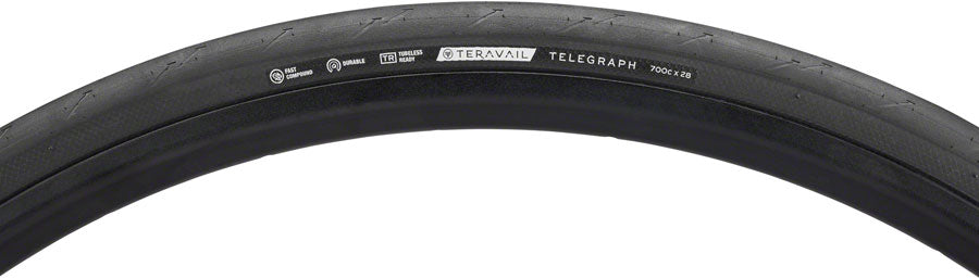 Teravail Telegraph Tire - 700 x 28 Tubeless Folding Black Durable