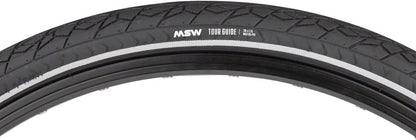 MSW Tour Guide Tire - 26 x 1.75 BLK Folding Wire Bead Puncture Protection Reflective Sidewall 33tpi