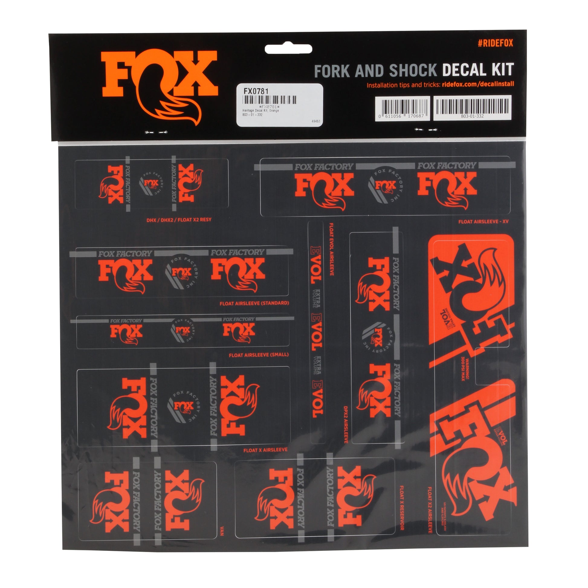 Fox Shox Heritage Decal Kit Orange-Goodwynn'sGoodwynn's