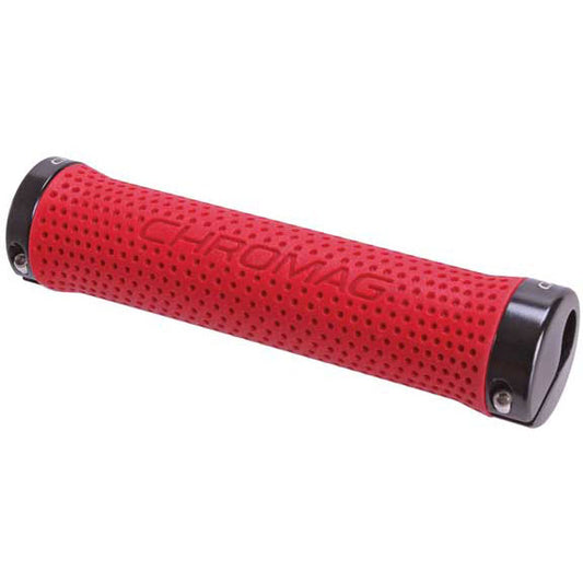 Chromag Basis Grips - Red/Black Lock-On-Goodwynn's
