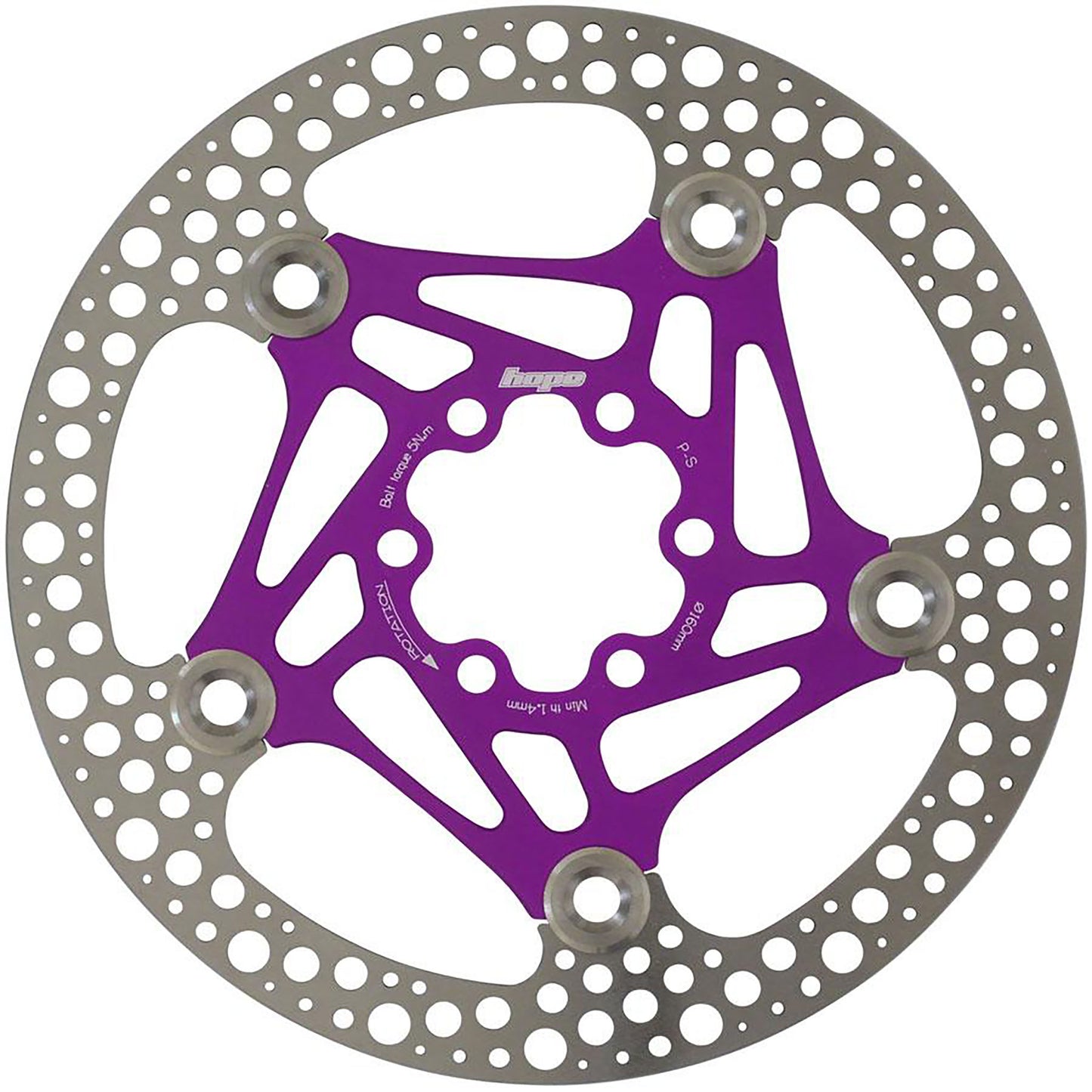 Hope Floating Road Disc Brake Rotor - 160mm 6-Bolt Purple
