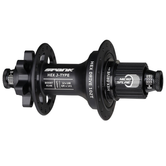 Spank Hex J-Type Rear Hub - 12 x 148mm 6-Bolt Micro Spline Black 32H-Goodwynn's
