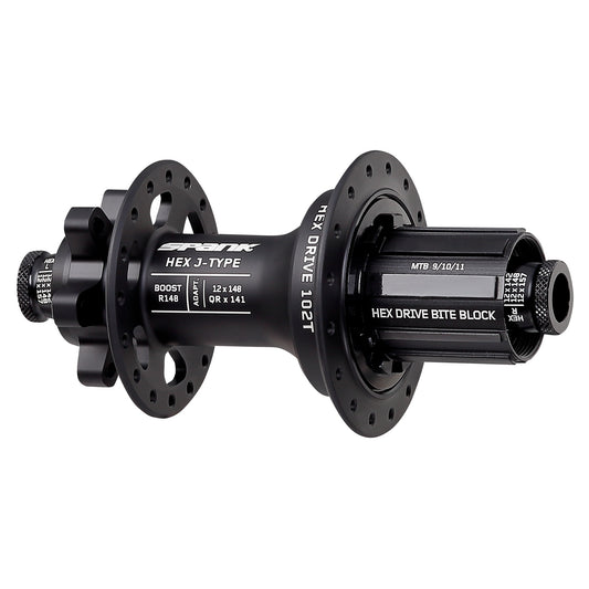 Spank Hex J-Type Rear Hub - 12 x 148mm 6-Bolt HG 11 MTN Black 32H-Goodwynn's