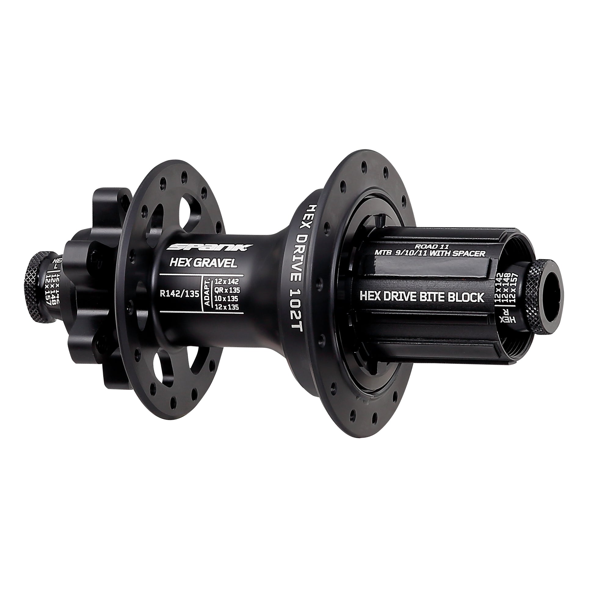 Spank Hex Gravel Rear Hub - QR 135/12 x 142mm 6-Bolt HG 11 Road Black 28H-Goodwynn'sGoodwynn's