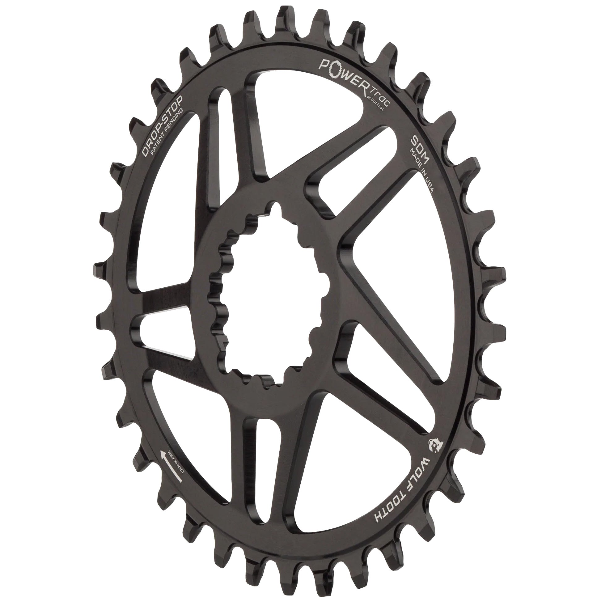 Wolf Tooth Elliptical Direct Mount Chainring - 32t SRAM Direct Mount For SRAM 3-Bolt Boost Cranks Requires Hyperglide+ Chain BLK-Goodwynn'sGoodwynn's