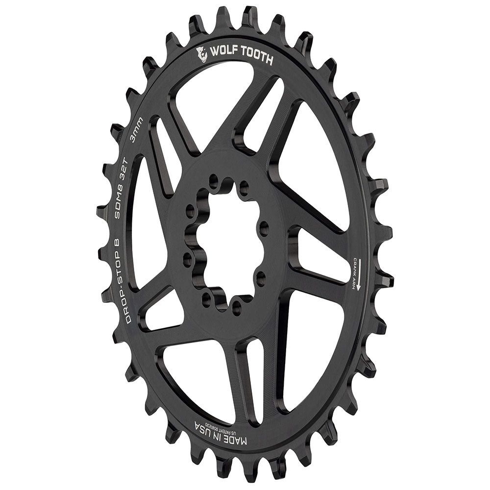Wolf Tooth Direct Mount Chainring - 32t SRAM Direct Mount Drop-Stop B For SRAM 8-Bolt Cranksets 3mm Offset BLK-Goodwynn'sGoodwynn's